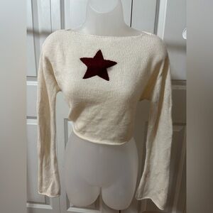 Cream Sweater with Red Star